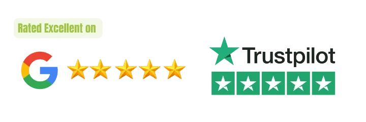 Rated Excellent on Google and Trustpilot, five stars