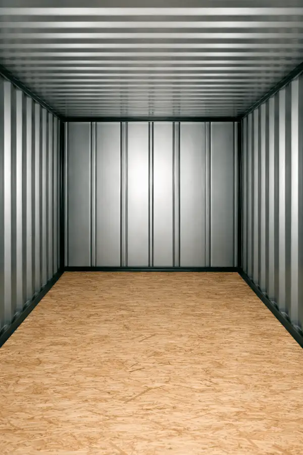 Empty interior of a 2 by 4 metre Door To Store unit