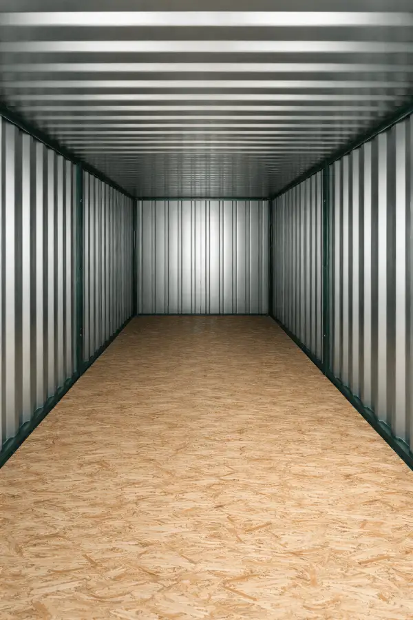 Empty interior of a 2 by 6 metre Door To Store unit
